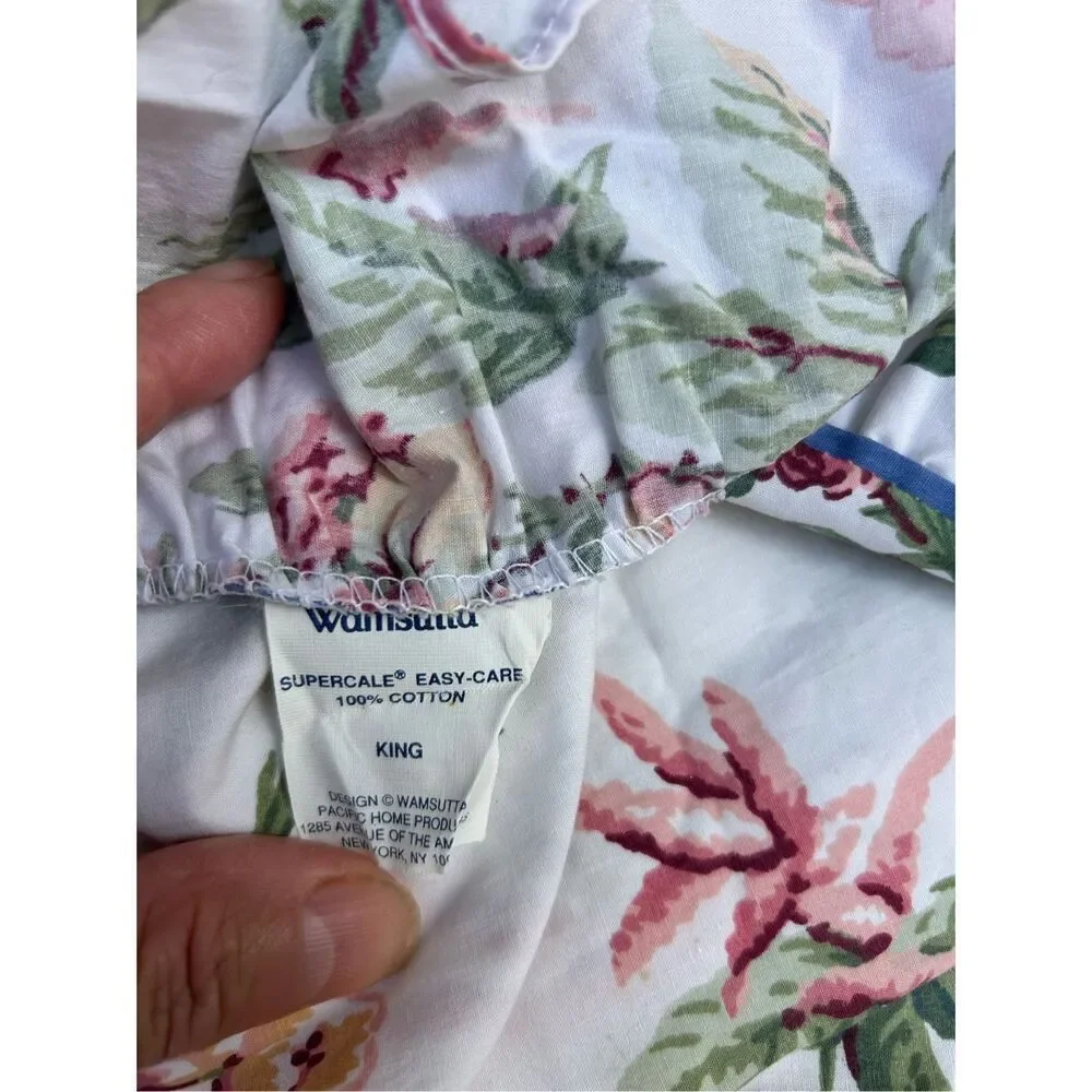 Wamsutta King ruffle flowers pillowcase vintage USA Easycare‎ Supercale 40x19